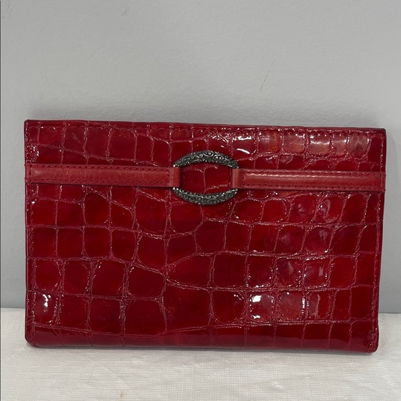Brighton Handbags - Brighton Red Croc Cher Portfolio Wallet patent red leather vintage pen pocket